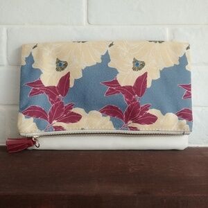 Rachel Pally Floral Clutch White Cream Blue